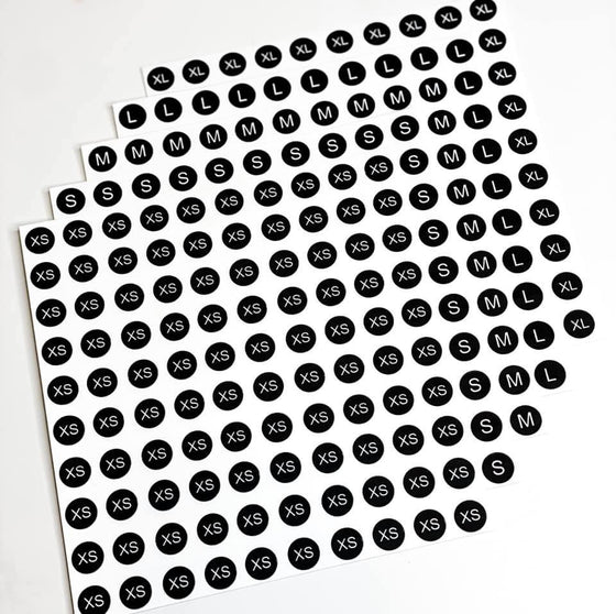 Black Size Stickers