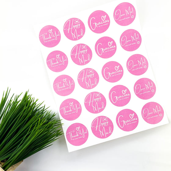 20 Pink Packaging Stickers