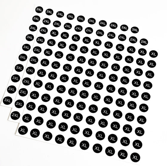 Black Size Stickers