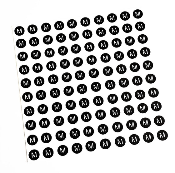 Black Size Stickers