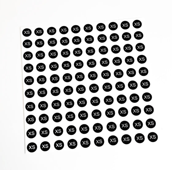 Black Size Stickers